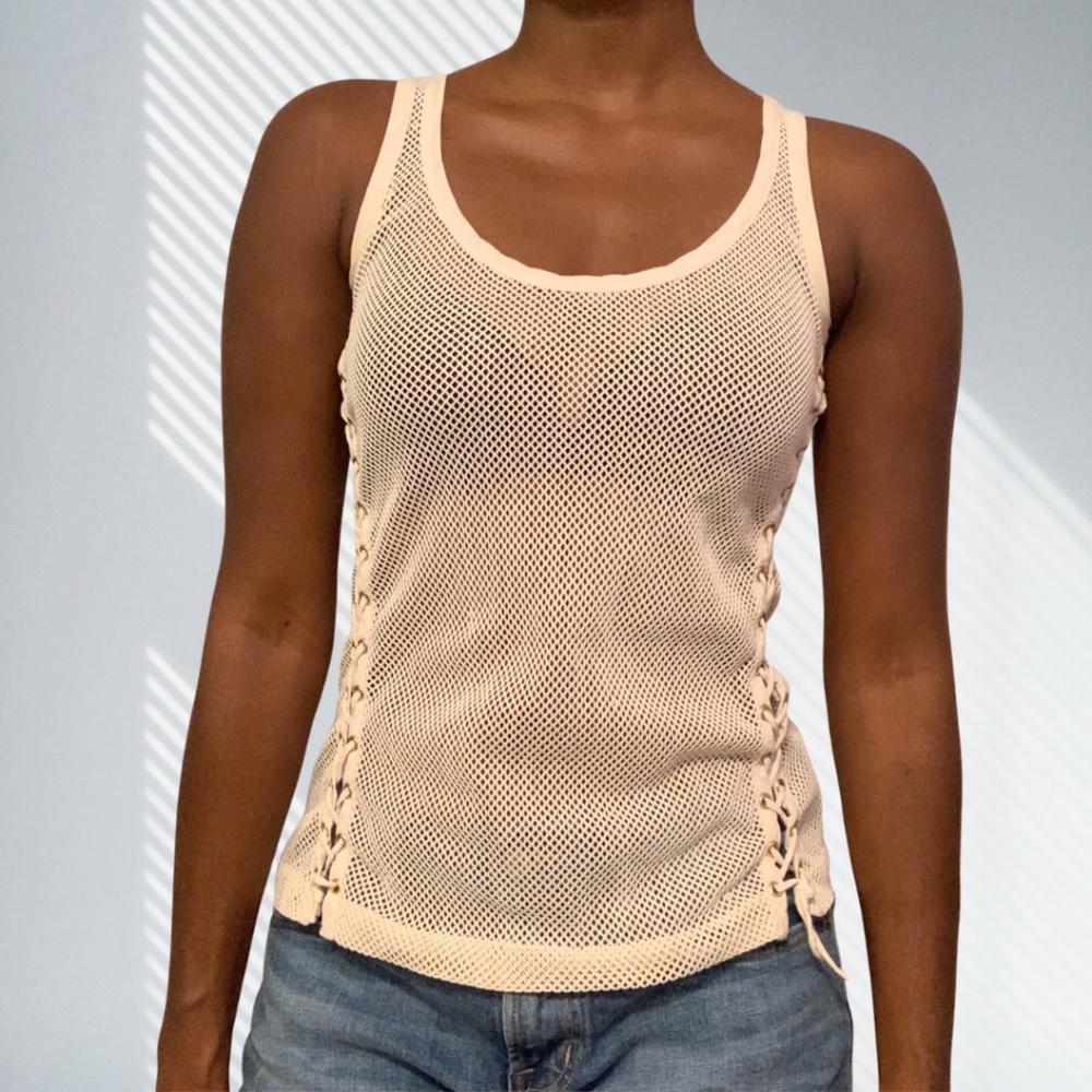 Small cream mesh tank